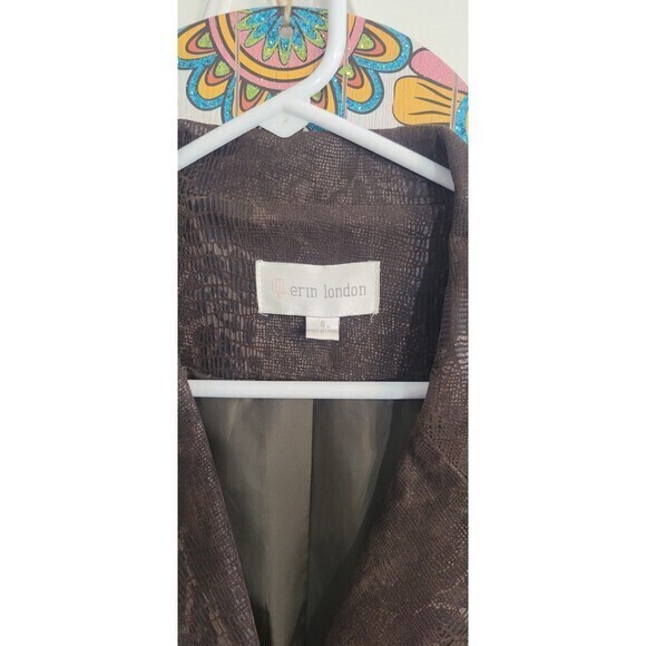 Erin London Faux Snake Skin Button Front Jacket Size Small - Picture 3 of 10
